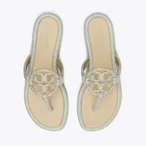 TORY BURCH MILLER PAVÉ KNOTTED SANDAL-STONE GRAY, NEW