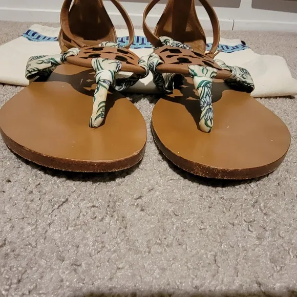 Tory Burch Miller Scarf Sandals Tan Size 8