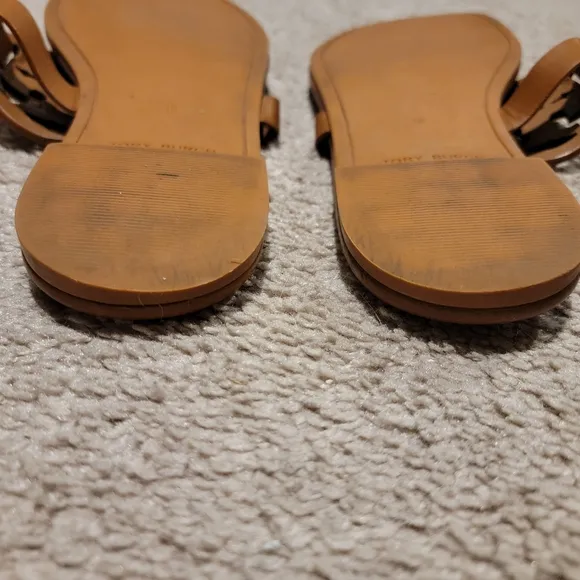 Tory Burch Miller Soft Metal Logo Sandal Bourbon Miele Size 10