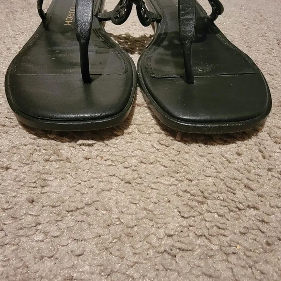 Tory Burch Tiny Miller Thong Sandals Black Size 10
