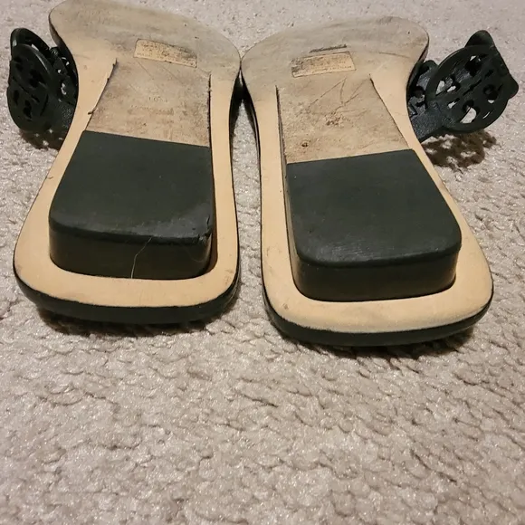 Tory Burch Tiny Miller Thong Sandals Black Size 10