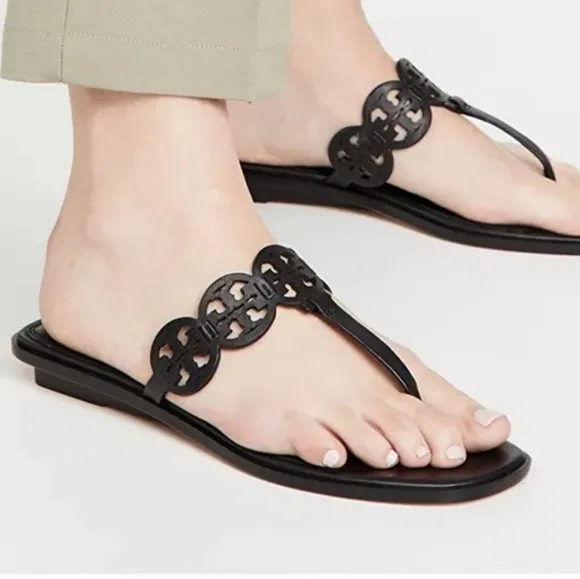 Tory Burch Tiny Miller Thong Sandals Black Size 10