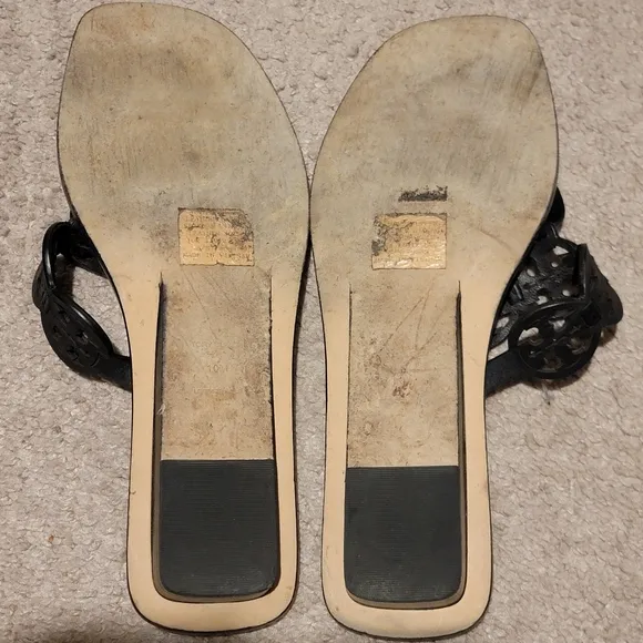 Tory Burch Tiny Miller Thong Sandals Black Size 10
