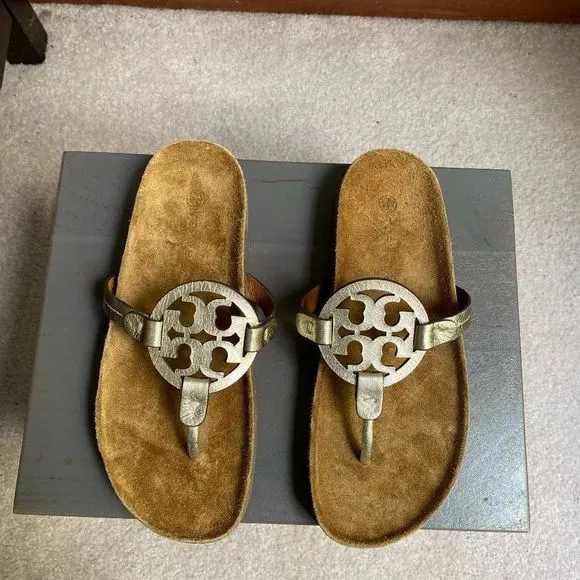 TORY BURCH Women Miller Cloud Goatskin Leather Logo Sandals - NEW NWOB