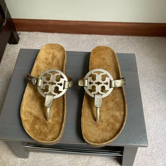 TORY BURCH Women Miller Cloud Goatskin Leather Logo Sandals - NEW NWOB