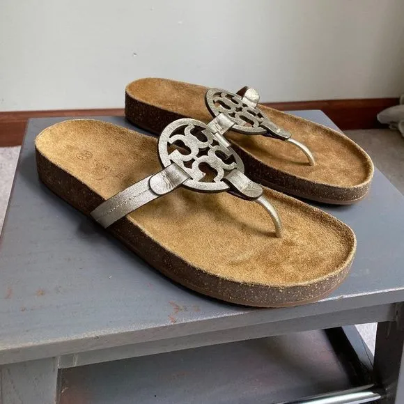 TORY BURCH Women Miller Cloud Goatskin Leather Logo Sandals - NEW NWOB