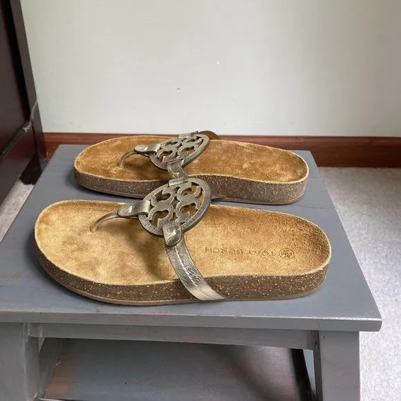 TORY BURCH Women Miller Cloud Goatskin Leather Logo Sandals - NEW NWOB