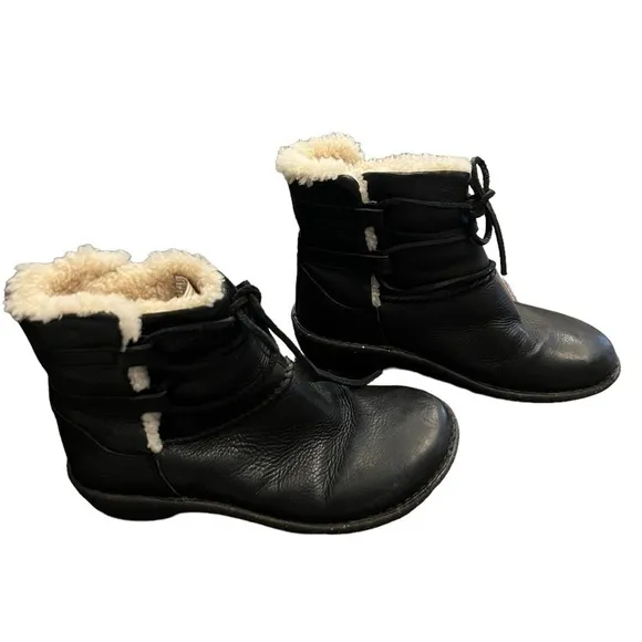 UGG® Australia Caspia Black Leather Ankle Boots Women’s Size 7​​​​​