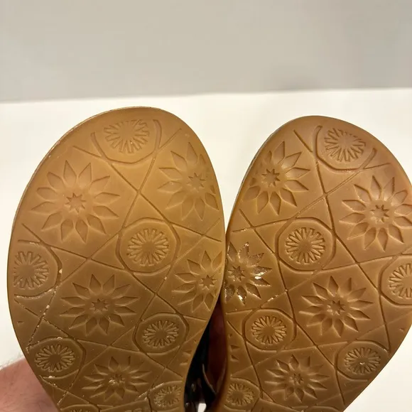 Ugg Ayden II Women Black Leather Cork Memory Foam Sandals Size 10