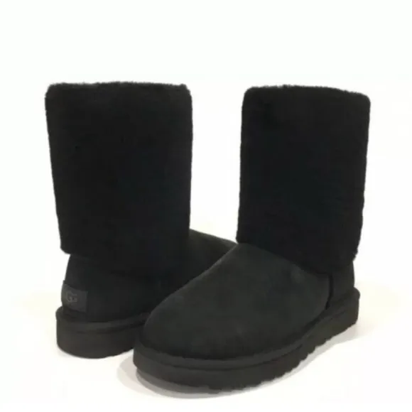 UGG Black Classic Short II Sherpa Cuff Boots Size 10