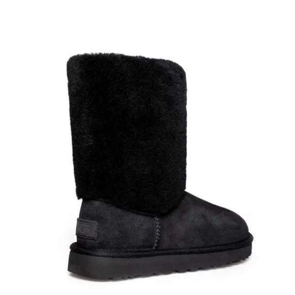 UGG Black Classic Short II Sherpa Cuff Boots Size 10