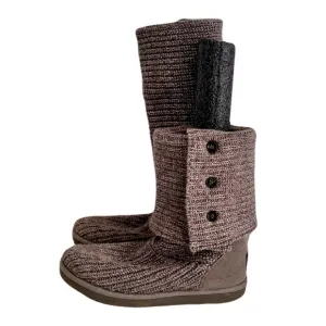 Ugg ‘Cardy’ Taupe Knit Fold-Over Boots, Size 9