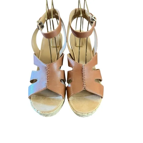 UGG Careena  Leather Ankle-Strap Espadrille Platform Wedge Sandals NEW Size 11