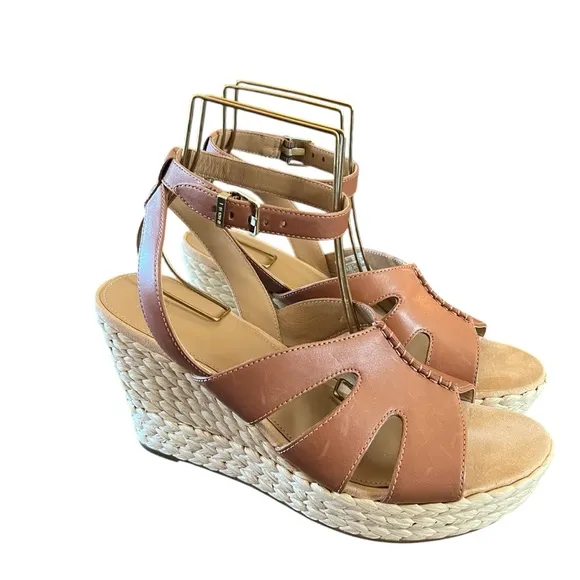 UGG Careena  Leather Ankle-Strap Espadrille Platform Wedge Sandals NEW Size 11