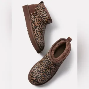 UGG Classic Ultra Mini Caspian Burnt Cedar Leopard Cheetah Animal Calf Hair 8