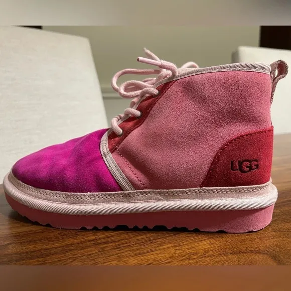 UGG Suede Neumel Mashup “Pink” Boots, Chukka Silhouette, Wool Blend Lining