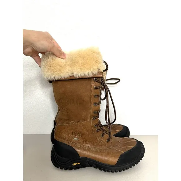 UGG Women's Adirondack Boot Tall III Boot in Chestnut Size 9.5 Vibram Leather
