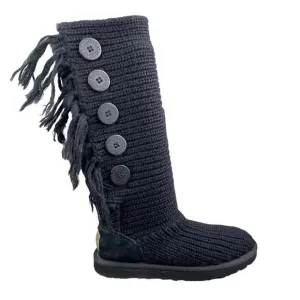 UGG Women's Fringed Black Knit Tall Winter Boots Size US 7