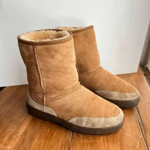 UGG Australia Ultra Short Chestnut Suede Sheepskin Boots - SZ 8