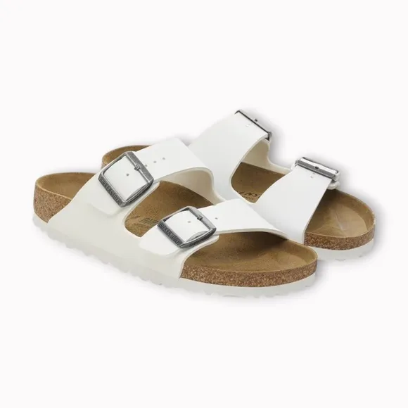Unisex Birkenstock Arizona BS Slide Sandals, Birko Flor White. 0552681