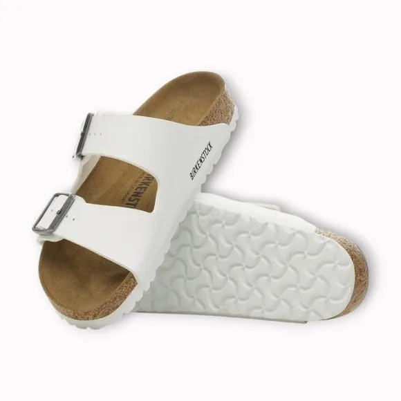 Unisex Birkenstock Arizona BS Slide Sandals, Birko Flor White. 0552681