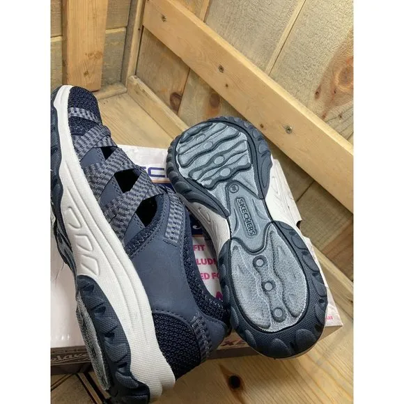 Us6.5 Skechers Womens Reggae Fest 2.0 Happy Getaway Navy Sport Sandals Sneakers