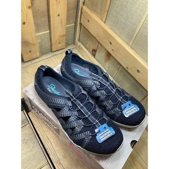 Us6.5 Skechers Womens Reggae Fest 2.0 Happy Getaway Navy Sport Sandals Sneakers