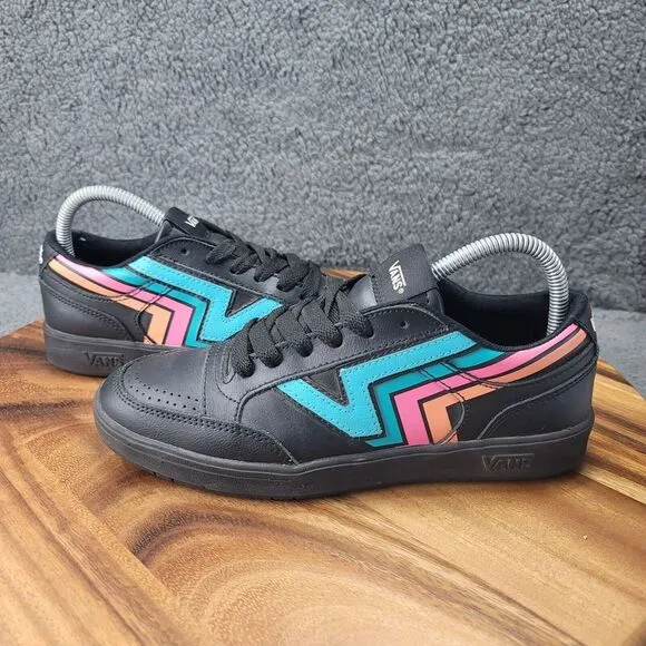 Vans Black Leather Lowland CC Fader Skater Shoes Womens Size 8 Mens 6.5 Low Tops