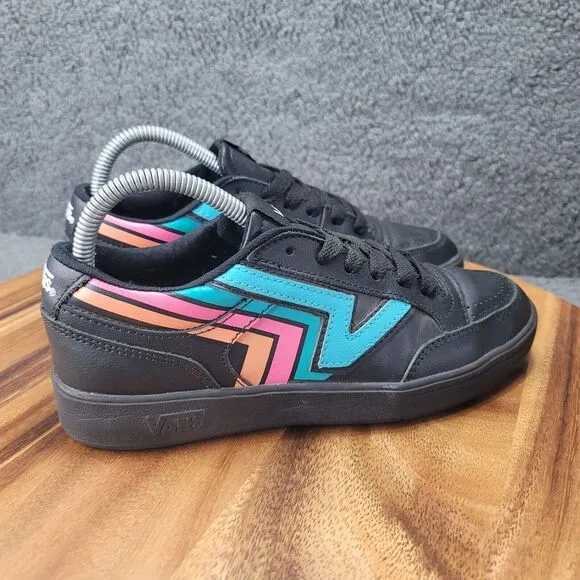Vans Black Leather Lowland CC Fader Skater Shoes Womens Size 8 Mens 6.5 Low Tops