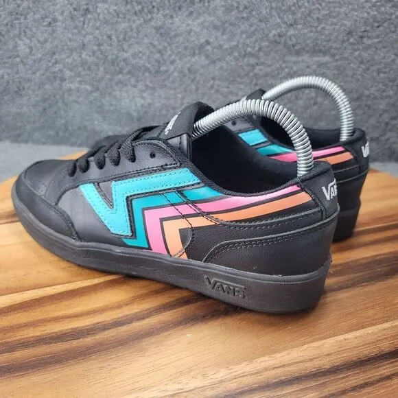 Vans Black Leather Lowland CC Fader Skater Shoes Womens Size 8 Mens 6.5 Low Tops
