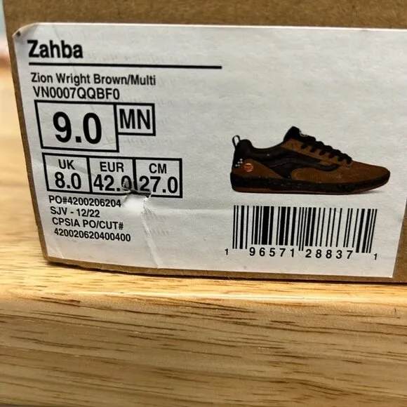 Vans Unisex Adults Zahba VN0007QQBF0 Zion Wright Brown Sneaker Shoes Sz M9 W10.5