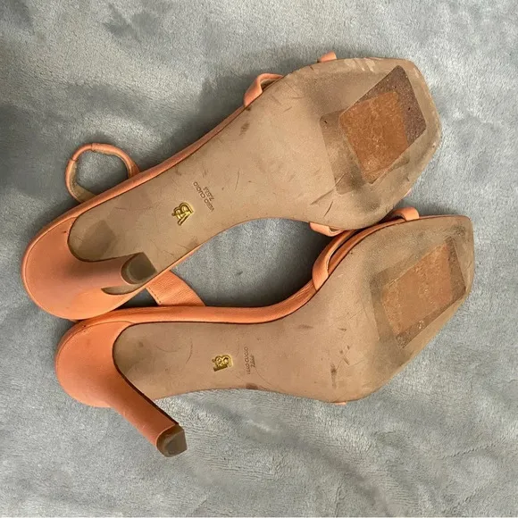 Veronica Beard Analita Leather Slingback Strappy Sandals Orange Size 7.5