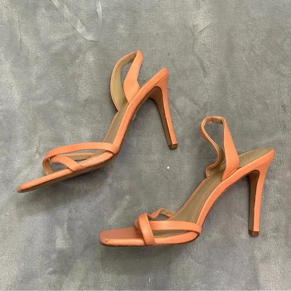 Veronica Beard Analita Leather Slingback Strappy Sandals Orange Size 7.5