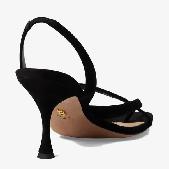 Veronica Beard black Suede Merrit Square Toe Slingback Sandals Kitten Heel 7.5