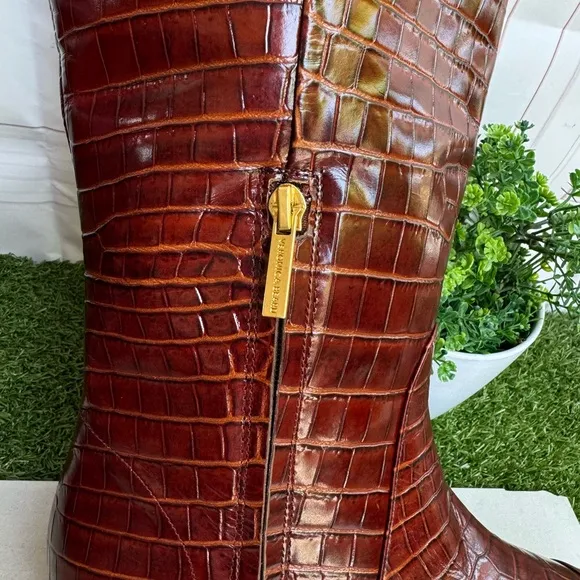 VERONICA BEARD Cecile Croc-Embossed Tall Boot Brown Knee-High Boots Size 8 women