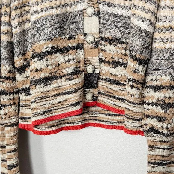 Veronica Beard Women’s Cicely Cardigan Sweater Puff Sleeve Button Up Size XL