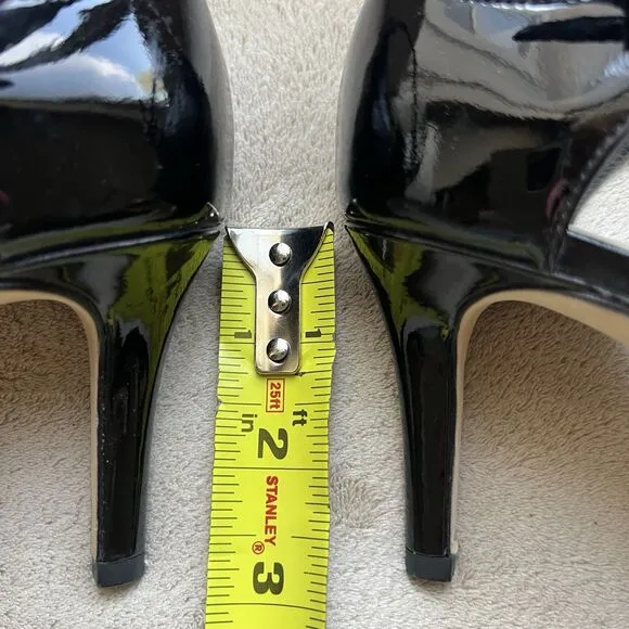 Via Spiga Black Patent Leather Ankle Strap  Heeled Sandals Women 9.5 M Strappy