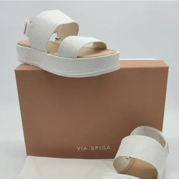 VIA SPIGA Gabuorey Blanc wide strap sandals Size 10