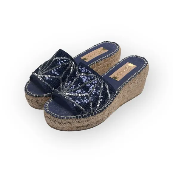 Vidorretta ☀︎︎ Handmade Starburst Sequin Platform Espadrille Sandals ☀︎︎ Navy 37