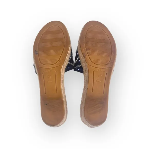 Vidorretta ☀︎︎ Handmade Starburst Sequin Platform Espadrille Sandals ☀︎︎ Navy 37