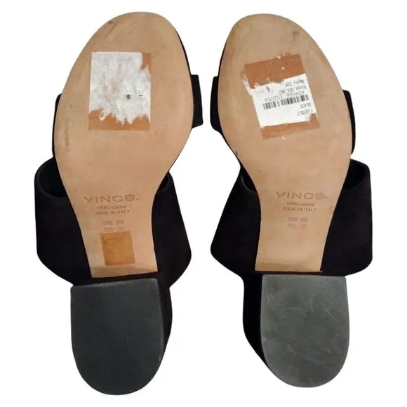 Vince 'Charleen' Suede Block Heel Open Toe Sandals, Size 8, Black