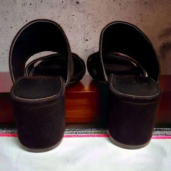 Vince 'Charleen' Suede Block Heel Open Toe Sandals, Size 8, Black