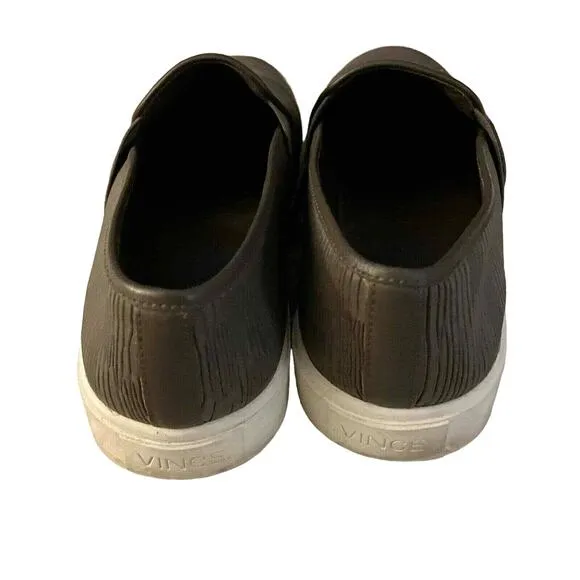 Vince Dark Gray Blair Textured Leather Slip On Sneakers - Size 7 - Casual Shoes