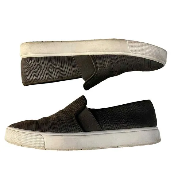 Vince Dark Gray Blair Textured Leather Slip On Sneakers - Size 7 - Casual Shoes