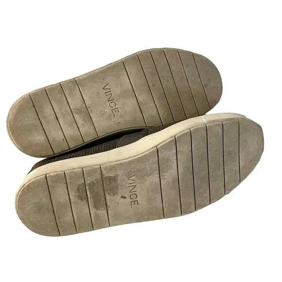 Vince Dark Gray Blair Textured Leather Slip On Sneakers - Size 7 - Casual Shoes