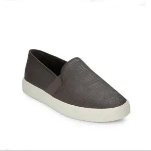 Vince Dark Gray Blair Textured Leather Slip On Sneakers - Size 7 - Casual Shoes