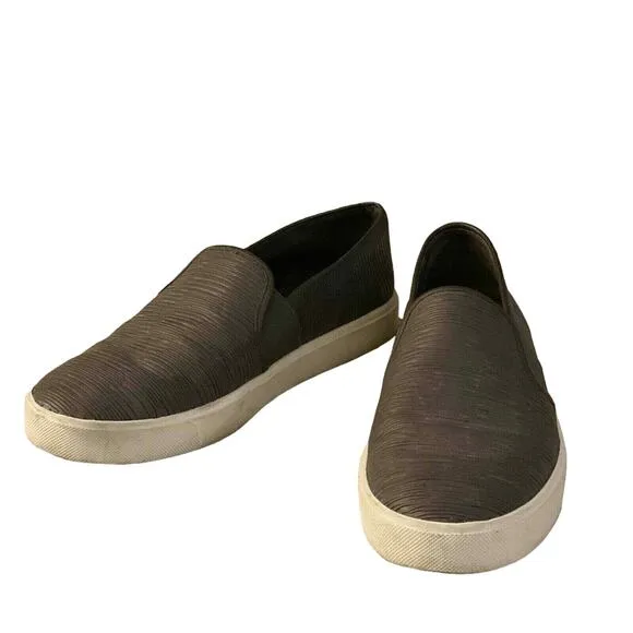 Vince Dark Gray Blair Textured Leather Slip On Sneakers - Size 7 - Casual Shoes