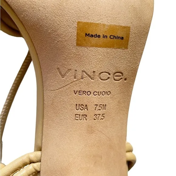 Vince Quenelle Braided Heel Tan Sandals