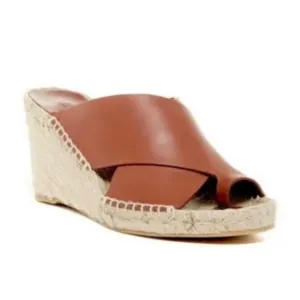 Vince Surya brown leather wedge espadrille jute sandals