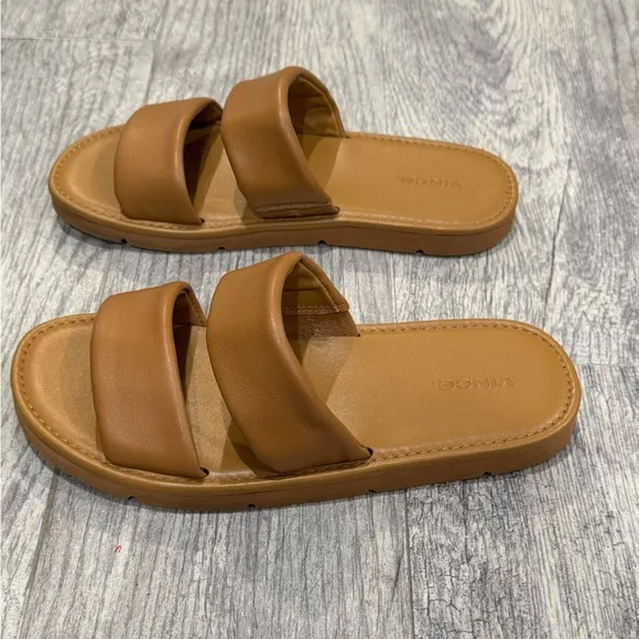 Vince tan Oriole-B Double-Strap Slides sandals
